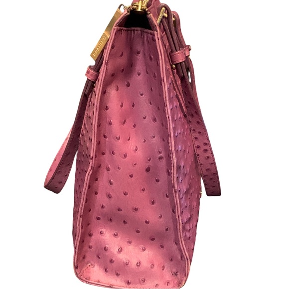 Brahmin Tori Tote Ostrich Fig Normandy Bag Purse Leather - Picture 9 of 16